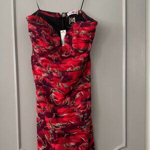 Milly "Windmill" Strapless Floral Chiffon Dress